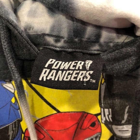Power Rangers Acid Bleach Dye Sweater Hoodie Small Cotton Gray Unisex Mens Women - Picture 3 of 4